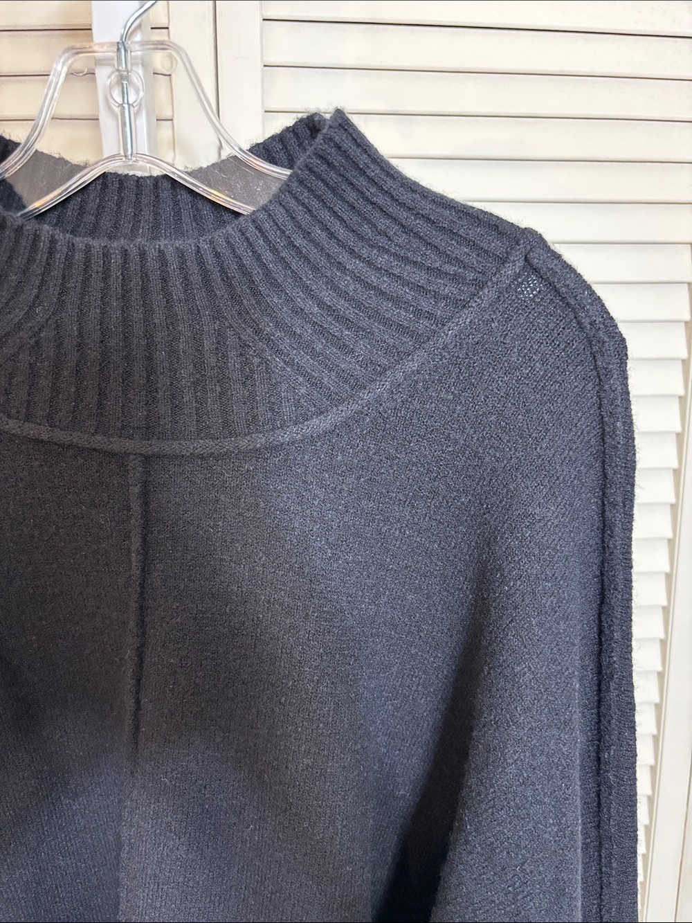 Anthropologie Maeve Black Mock Neck Ribbed Hem Wool Blend Sweater XL - Picture 2 of 13
